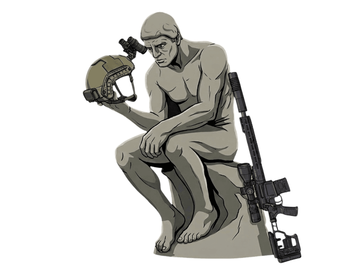 Tactical Thinker — the serious gear owner's mascot